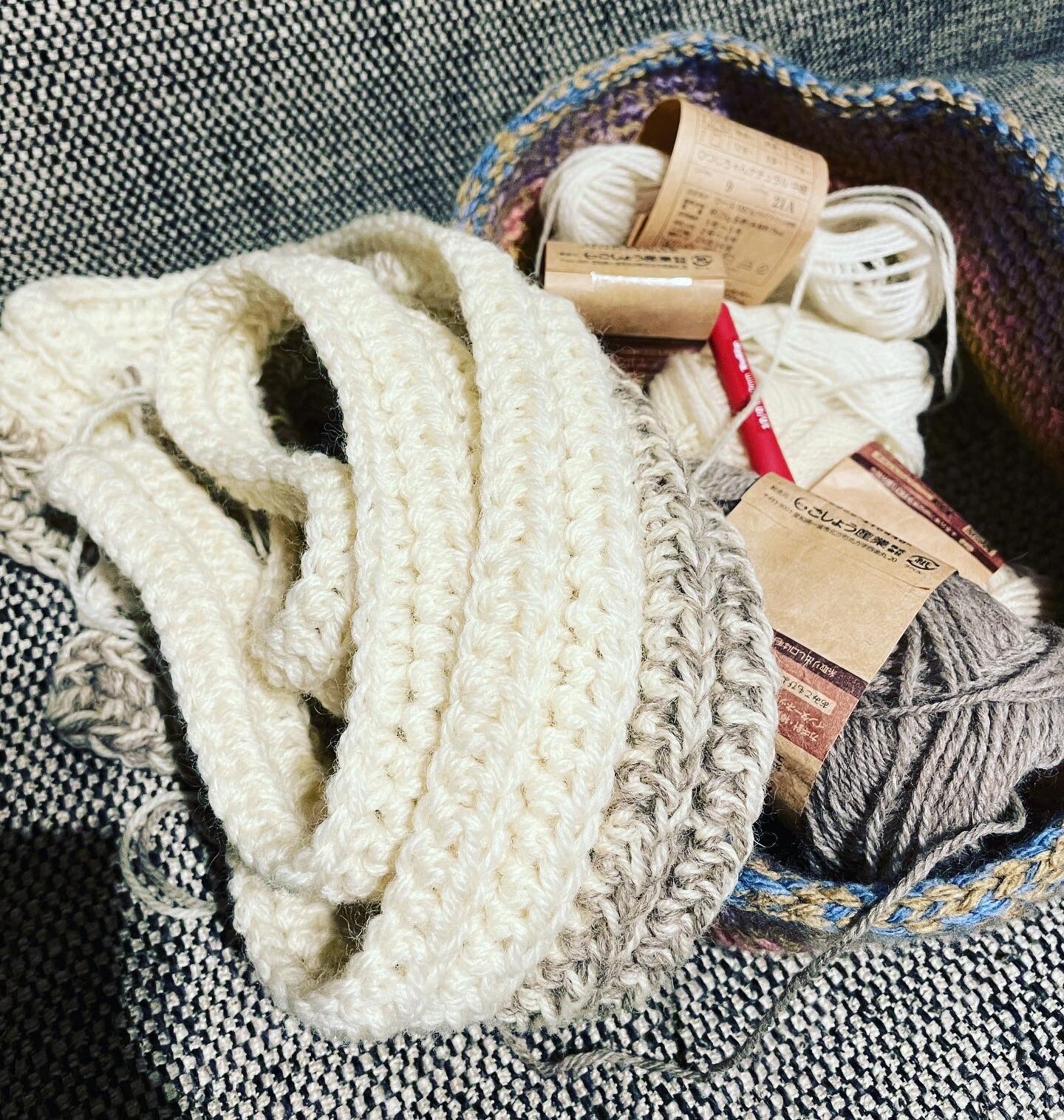 畝編みマフラー